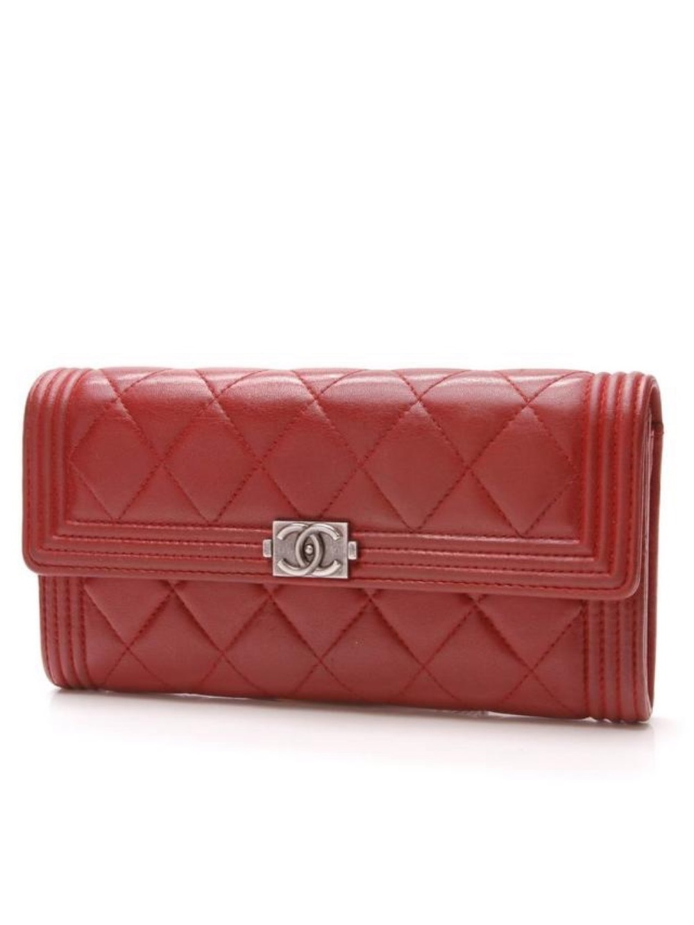 Chanel Red Boy Continental Waller in Quilted Lambskin Leather - GUC